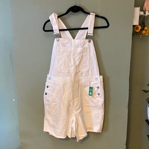 White Gap overalls